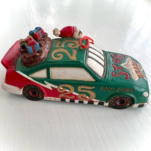 NEW Santa Claus Race Car Driver Christmas Toys Holiday Ornament New with Tags - Picture 6 of 14